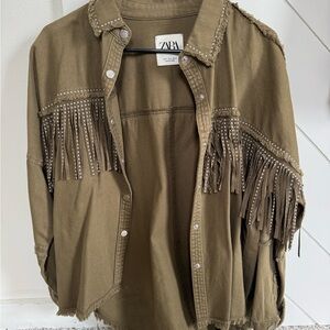Zara Tan Jacket with Stud Details